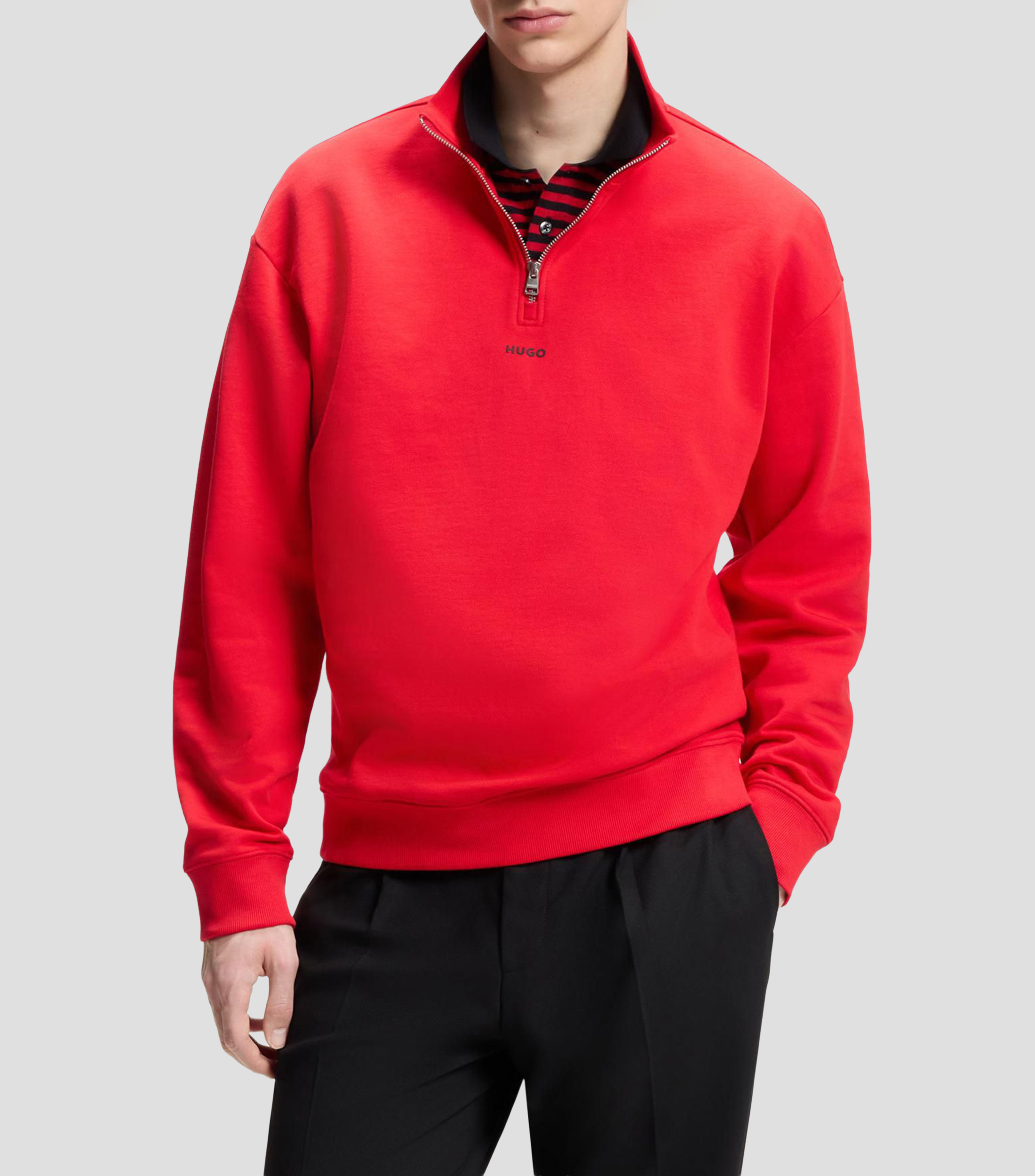Sudadera relaxed de algodón con cuello con cremallera Hombre